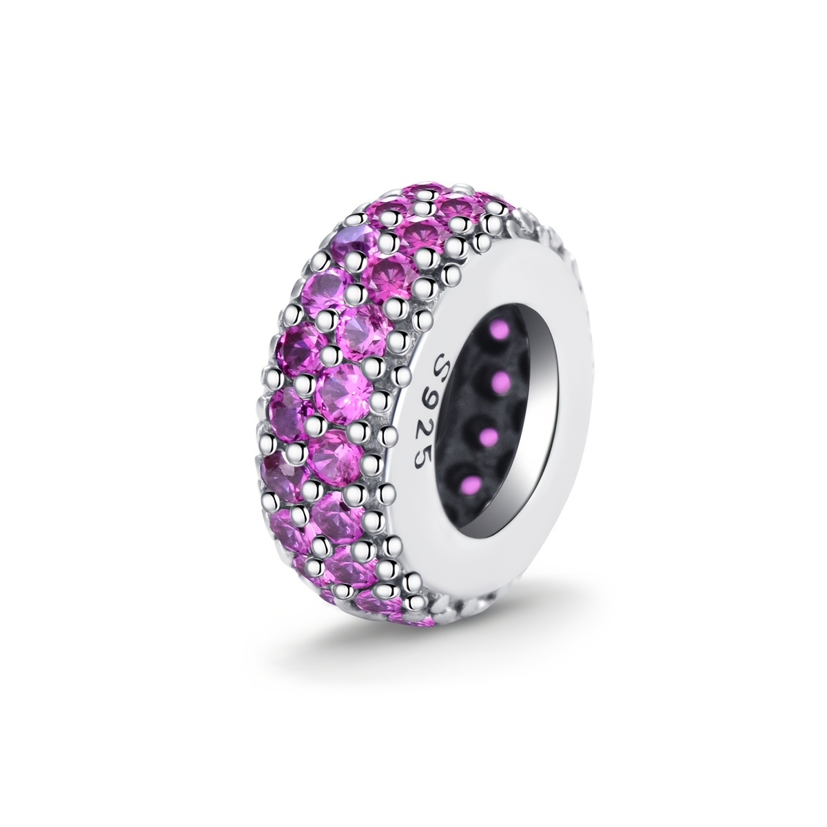 925 Silver Bead with Zirconia Inlay Jewelry for Female DIY
